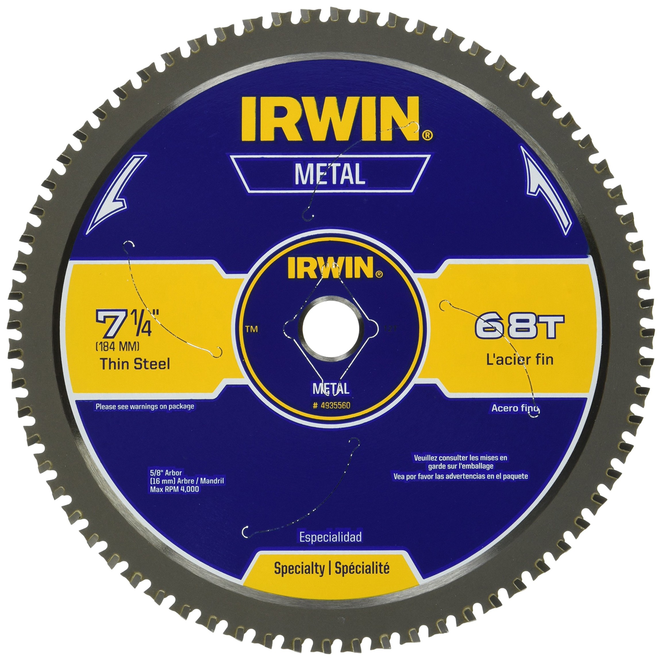 IRWIN Metal-Cutting Circular Saw Blade, -/", T, 935560