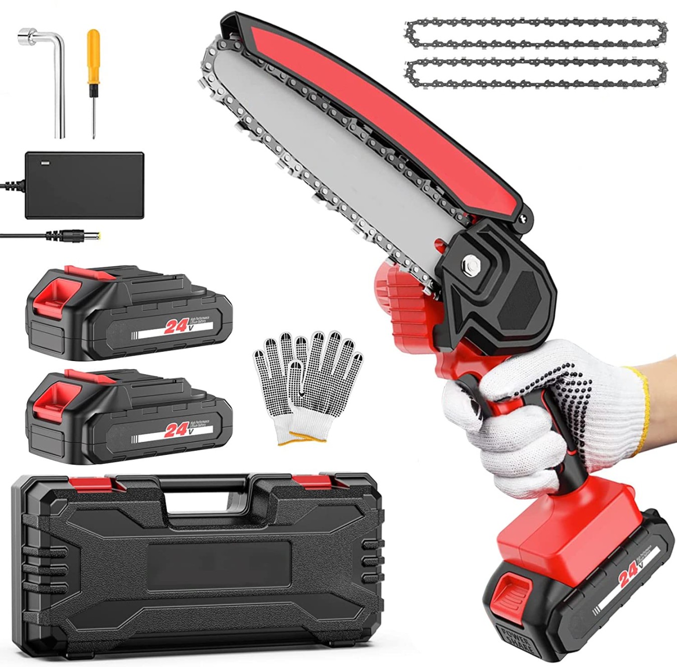 Mini Cordless Chainsaw  Inch Mini Saw with  x 4 TV 000mAh