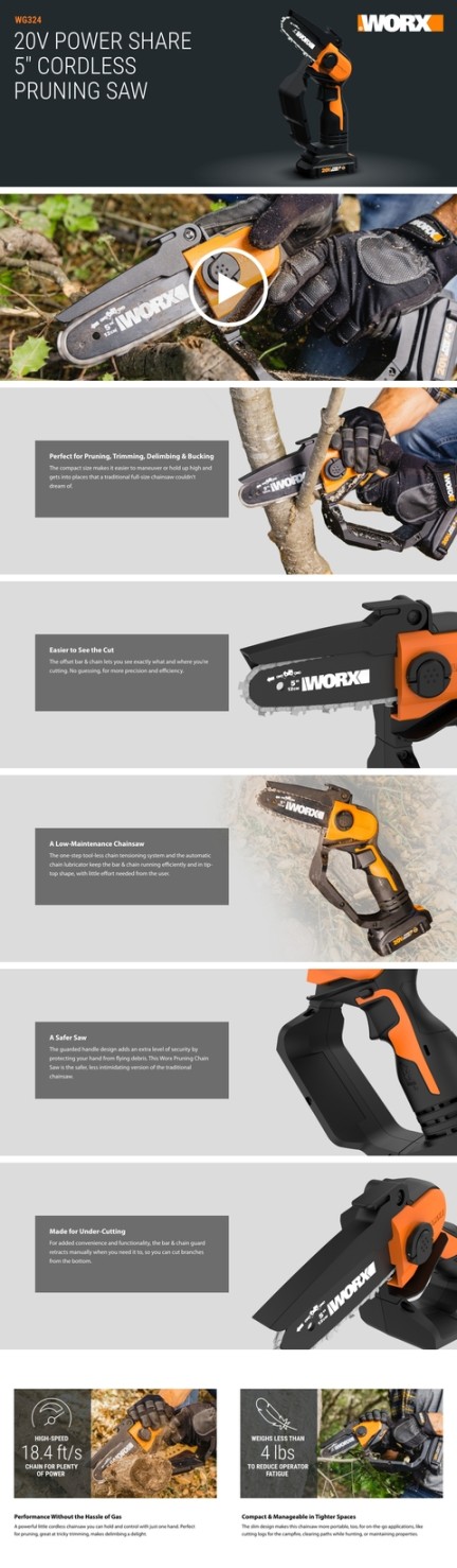 WORX® " -Volt Cordless Pruning Saw at Menards®