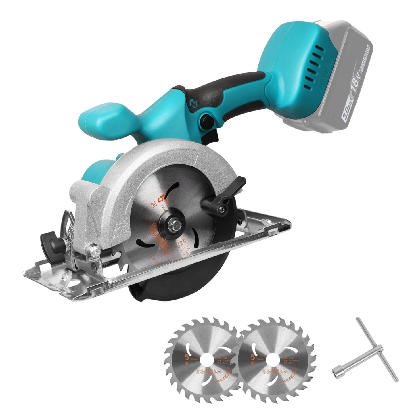 Brushless Mini Circular Saw, Mellif Battery Hand Circular Saw for Makita   V Li-Ion Battery with  Saw Blades,  W Motor Made of Pure Copper,