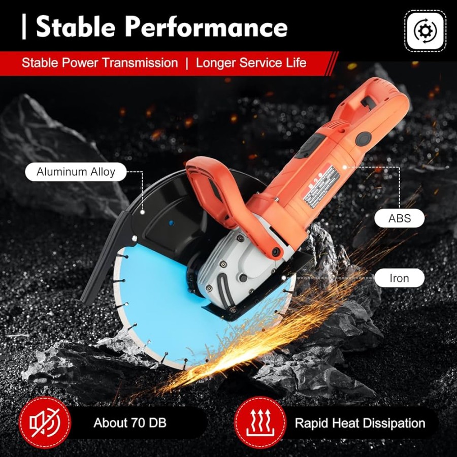 Concrete Saw with  cm Diamond Blade  r/min Wet/Dry Concrete Saw  Dust-free Cutting Stone Cutting Machine  W Pure Copper Motor