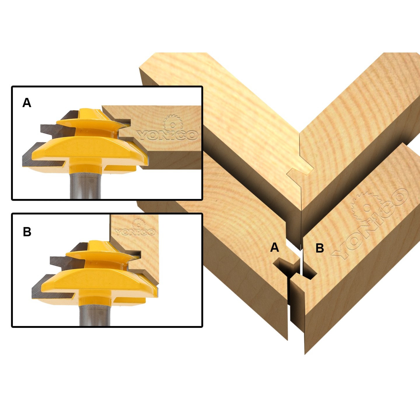 Degree - Up to /" Stock Lock Miter Router Bit - /" Shank