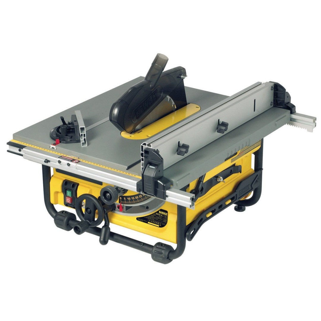 DeWalt DW High-Performance Table Saw with Parallel and Mitre Stop for  Highest Precision with HM Saw Blade and Extraction Reduction , W