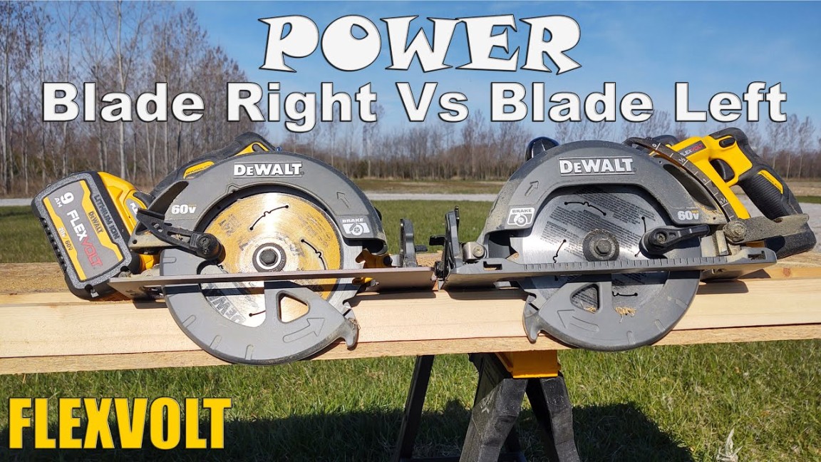 DEWALT FlexVolt DCS Blade Right Vs DCS Blade Left -/" Circular Saw  In Power