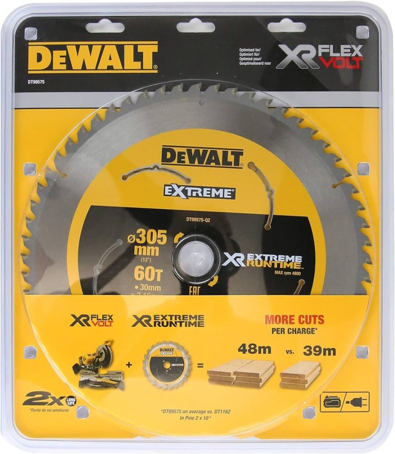 DEWALT FlexVolt Mitre Saw Blade  x mm x T, Black/Yellow