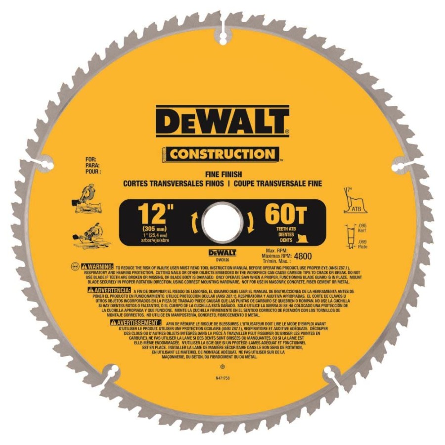 DEWALT -Inch Miter Saw Blade, ATB, Thin Kerf, Crosscutting,