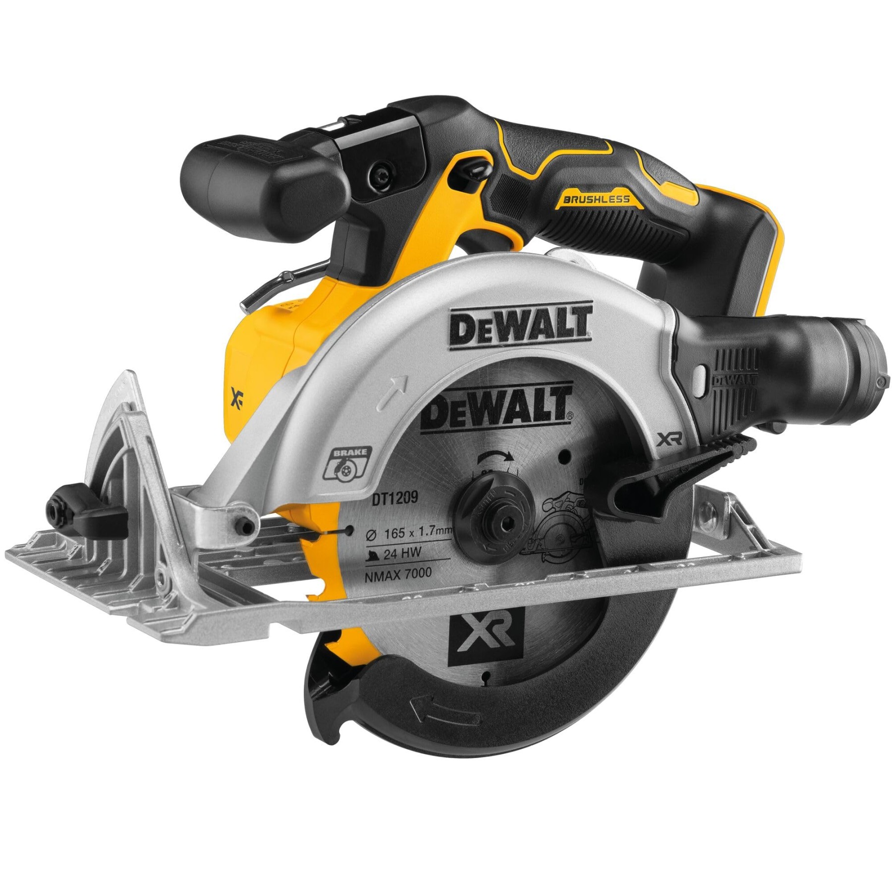 Dewalt V XR Akku-Handkreissäge DCSN (bürstenloser Motor, mit  integrierter LED & Blasvorrichtung, AirLock kompatibel, inkl