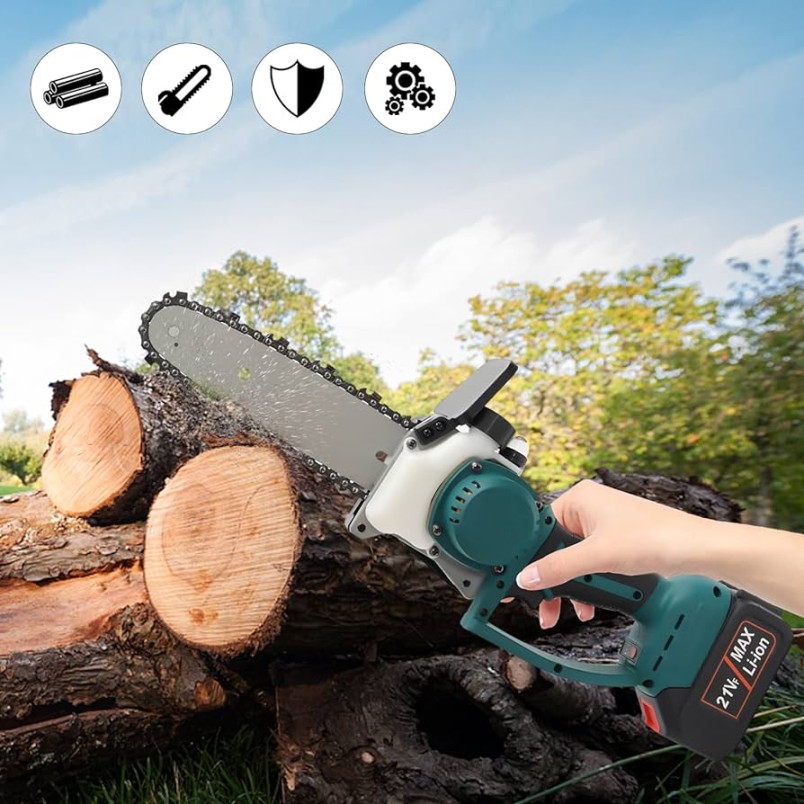 Electric Chainsaw Mini Cordless Chainsaw  Inch Electric Chainsaw Cordless  One-Handed Chainsaw Portable with  x Batteries