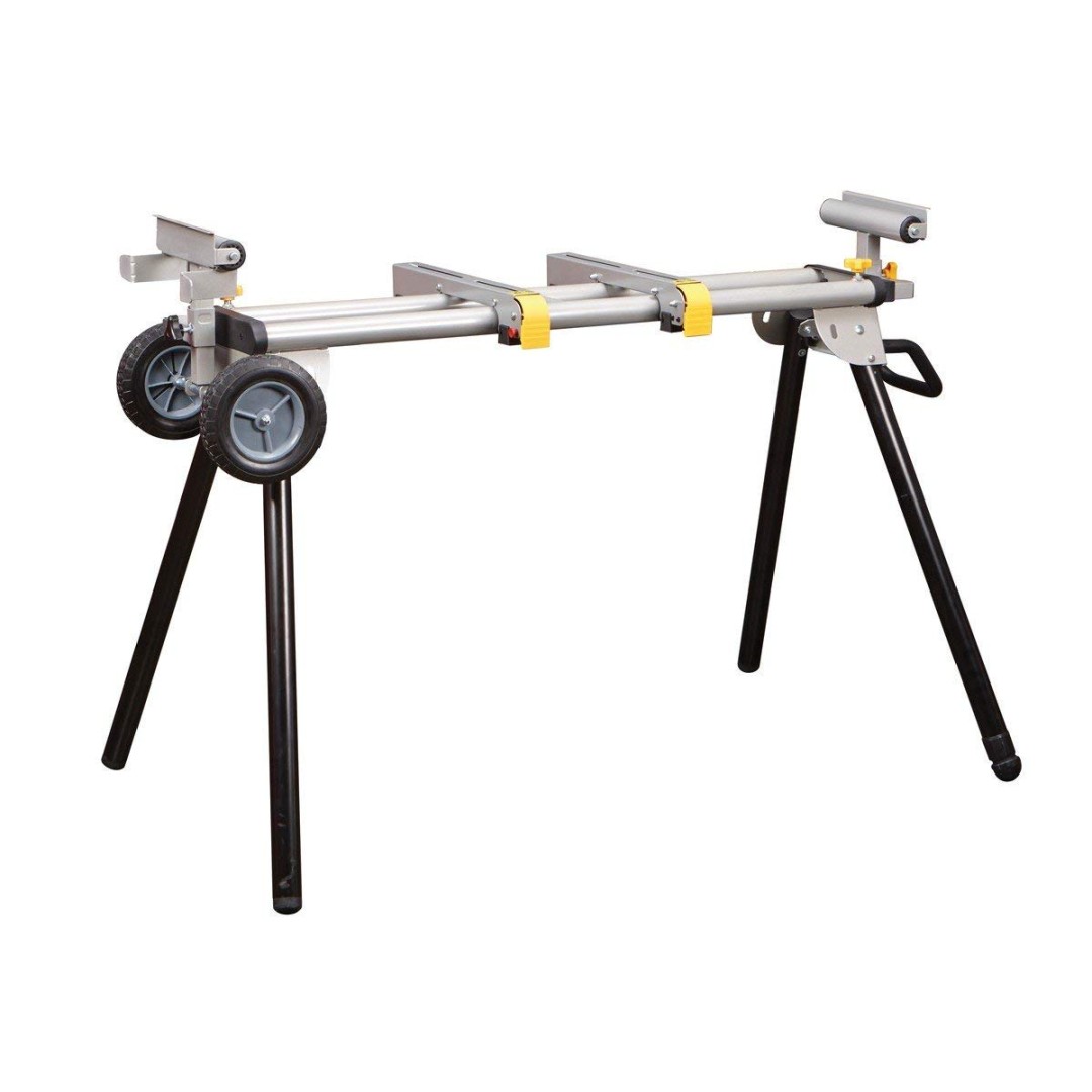 Heavy Duty Folding Mobile Miter Saw Stand  Lbs. Load Capacity; Rugged  tubular steel legs with levelers for uneven ground; -/ in