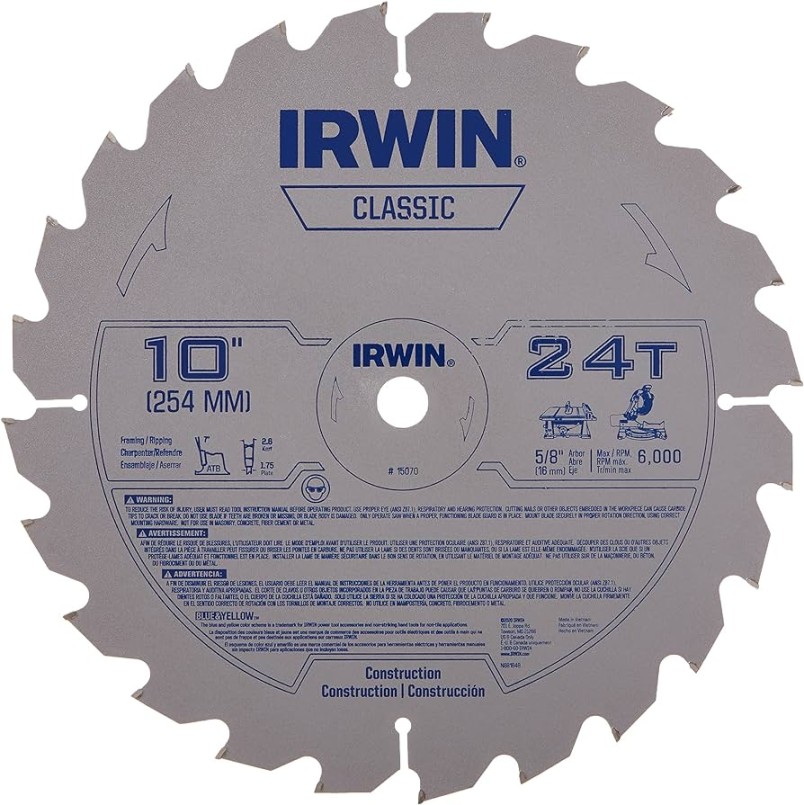 IRWIN -Inch Miter Saw Blade, Classic Series, Carbide Table ()