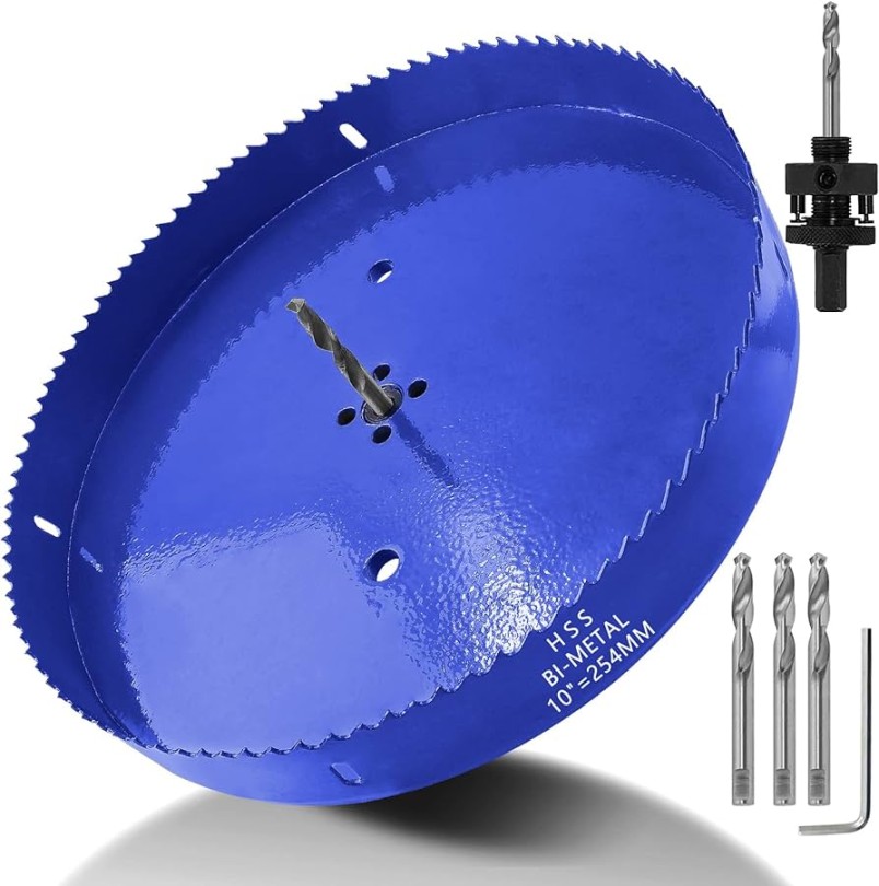 Luomorgo mm/ inch Hole Saw with Arbor,  / inch Cutting Depth HSS  Bi-Metal Hole Cutter for Wood Cornhole Boards Plastic Drywall & Metal  Sheet,