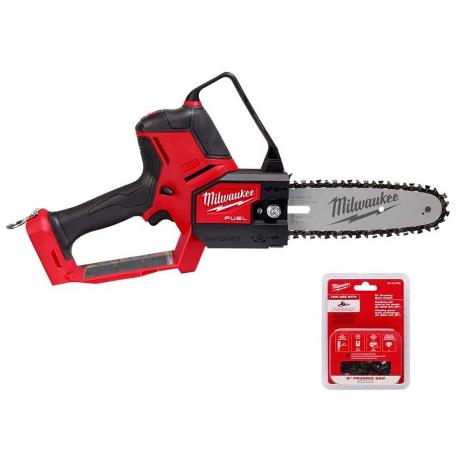 Milwaukee M FUEL  in. V Lithium-Ion Brushless Electric Battery  Chainsaw HATCHET Pruning Saw with Extra  in