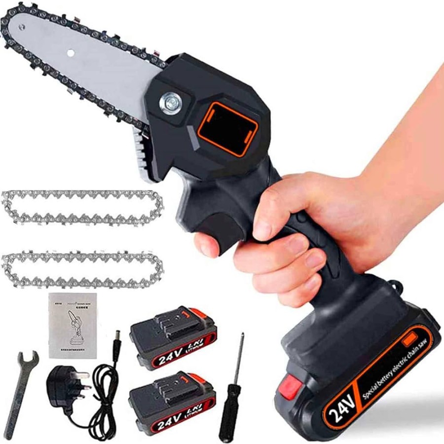 Mini electric saw, battery hand chain saw with charger and