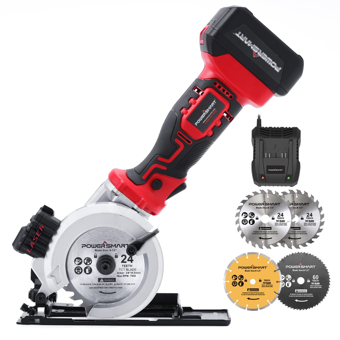 PowerSmart V -/ Inch Cordless Mini Circular Saw Includes