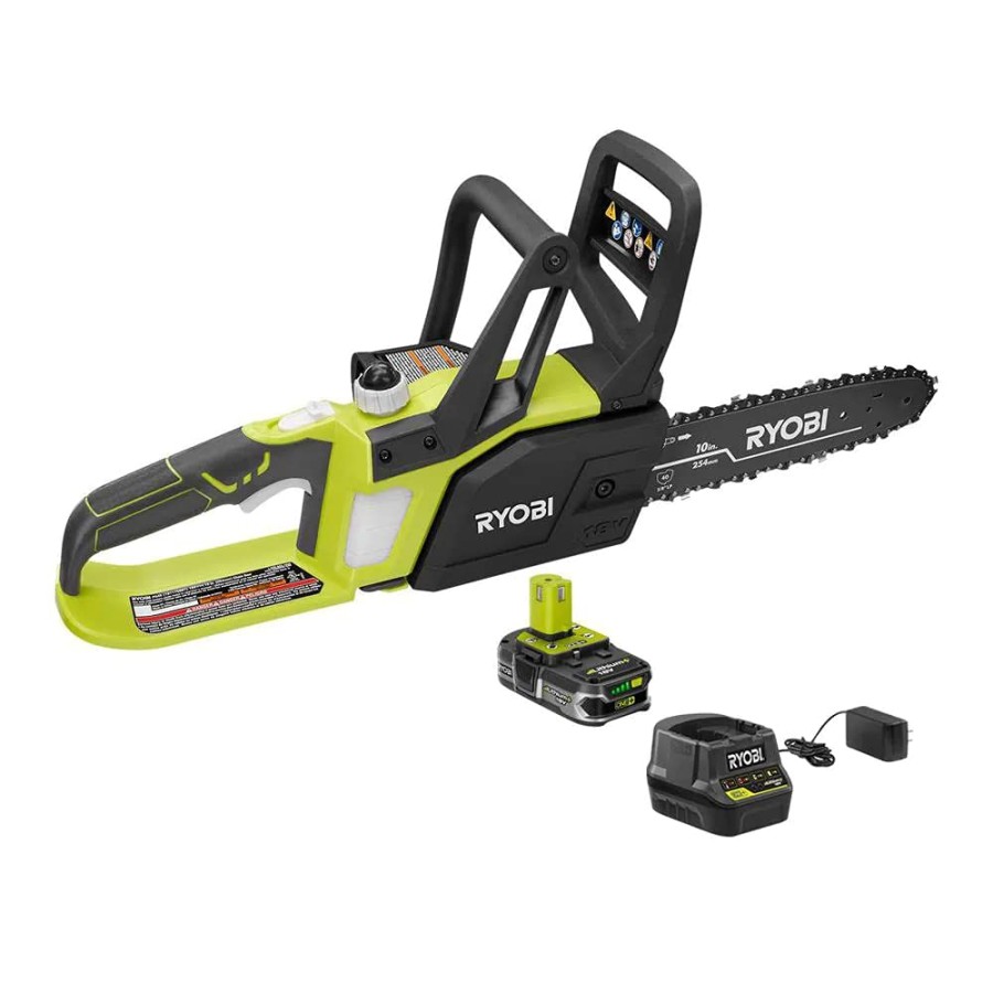 Ryobi ONE+  in. HP V Brushless Lithium-Ion Electric Cordless Battery  Chainsaw -