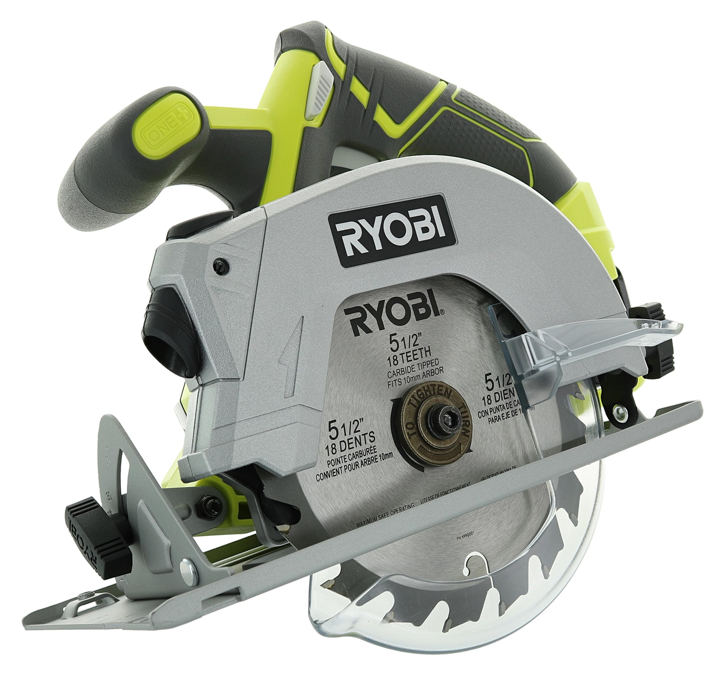 Ryobi P One+ Lithium Ion V  / Inch , RPM Cordless Circular Saw  with Laser Guide and Carbide-Tipped Blade (Battery Not Included, Power Tool