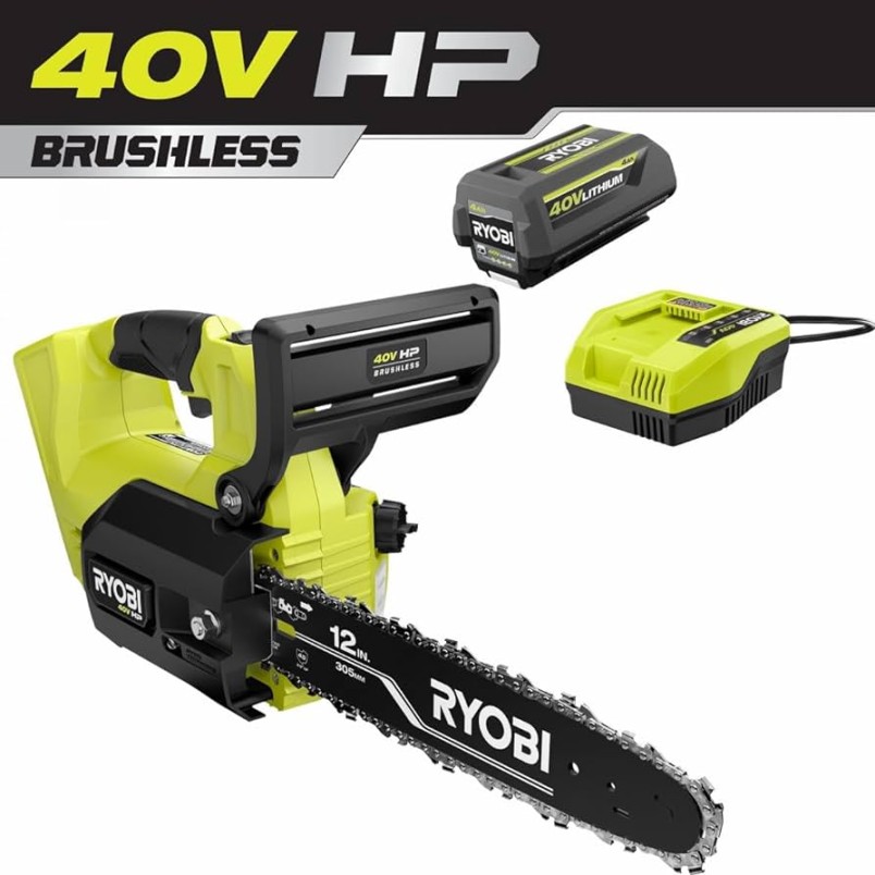 RYOBI V HP Brushless  in. Top Handle Battery Chainsaw with