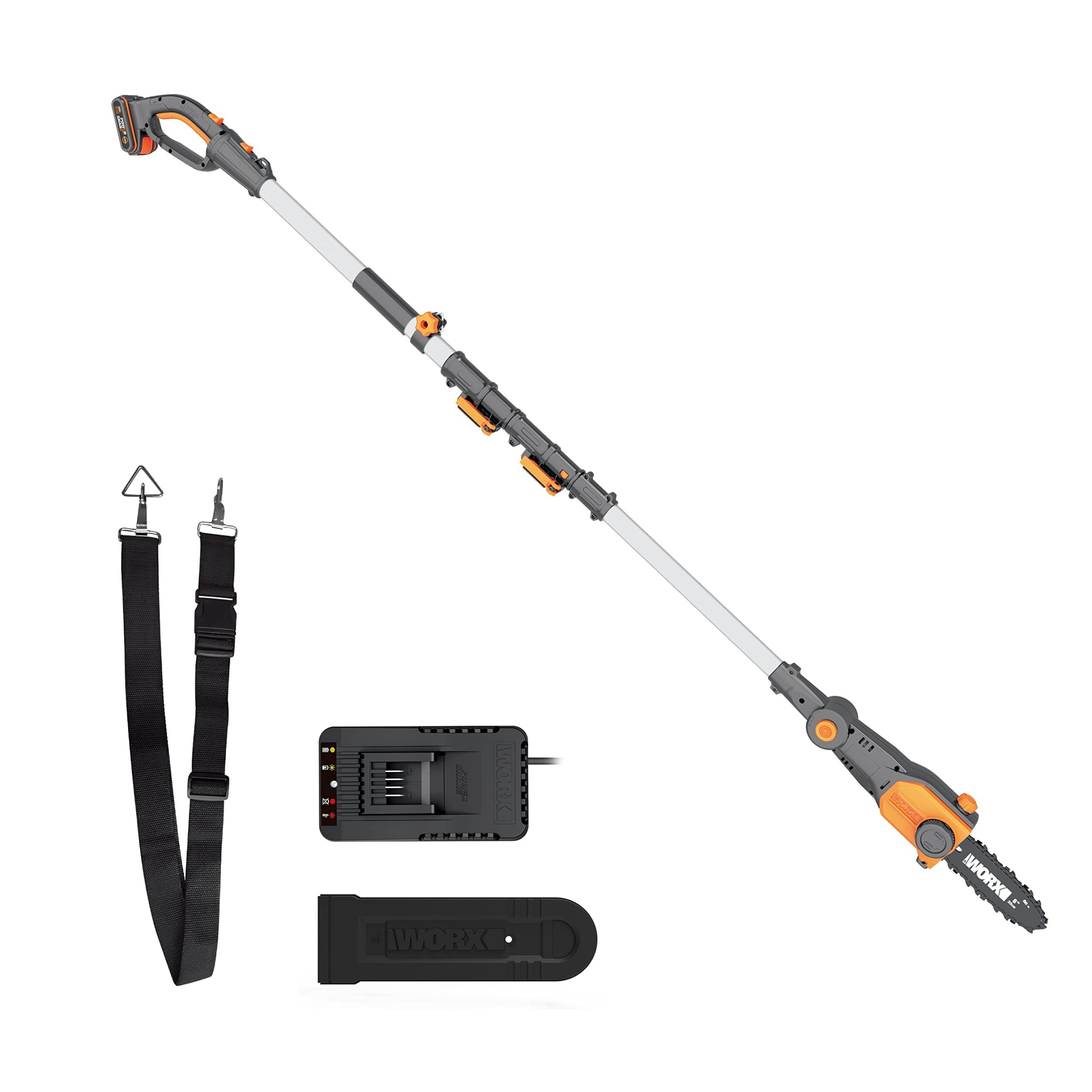 WORX  V Cordless Telescopic Pole Pruner WGE - Practical Chainsaw for  Use in Hard to Reach Areas in the Garden - Ergonomic Design - with Battery