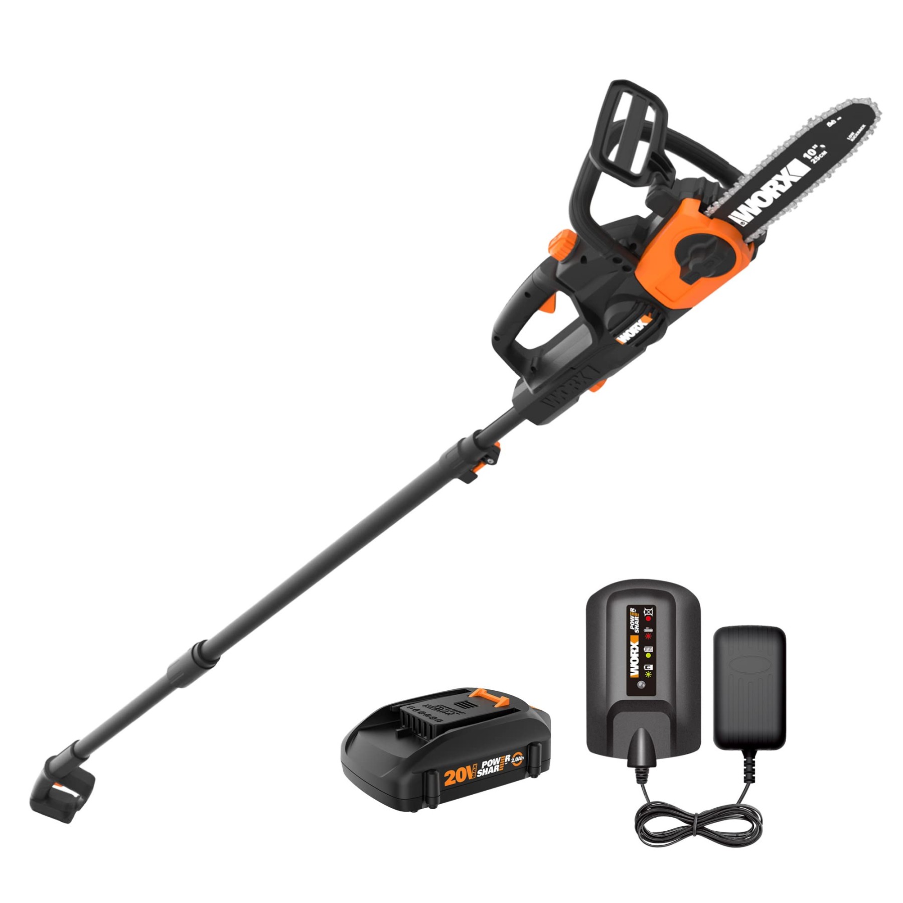 Worx WG V Power Share " Cordless Pole/Chain Saw with Auto-Tension  (Battery & Charger Included) and Husqvarna 5932701 X-GUARD Bar & Chain  Oil,